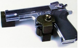 A wall mount gun lock